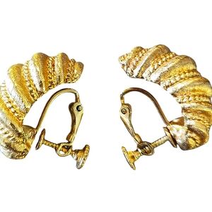 Vintage Napier Gold Tone Clip On Screw Back Earrings